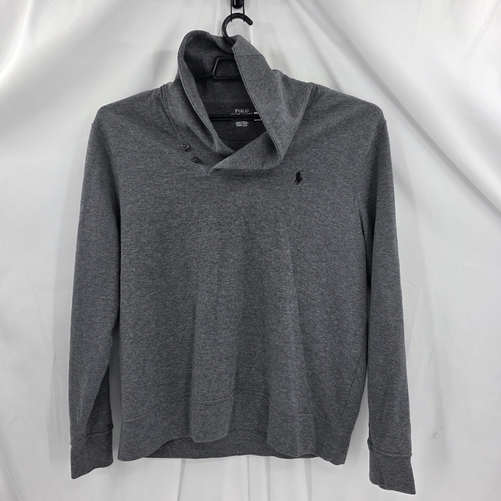Polo Ralph Lauren Luxury Jersey Shawl Collar Pullover Men’s XL Gray Cotton L/S. - Picture 2 of 10